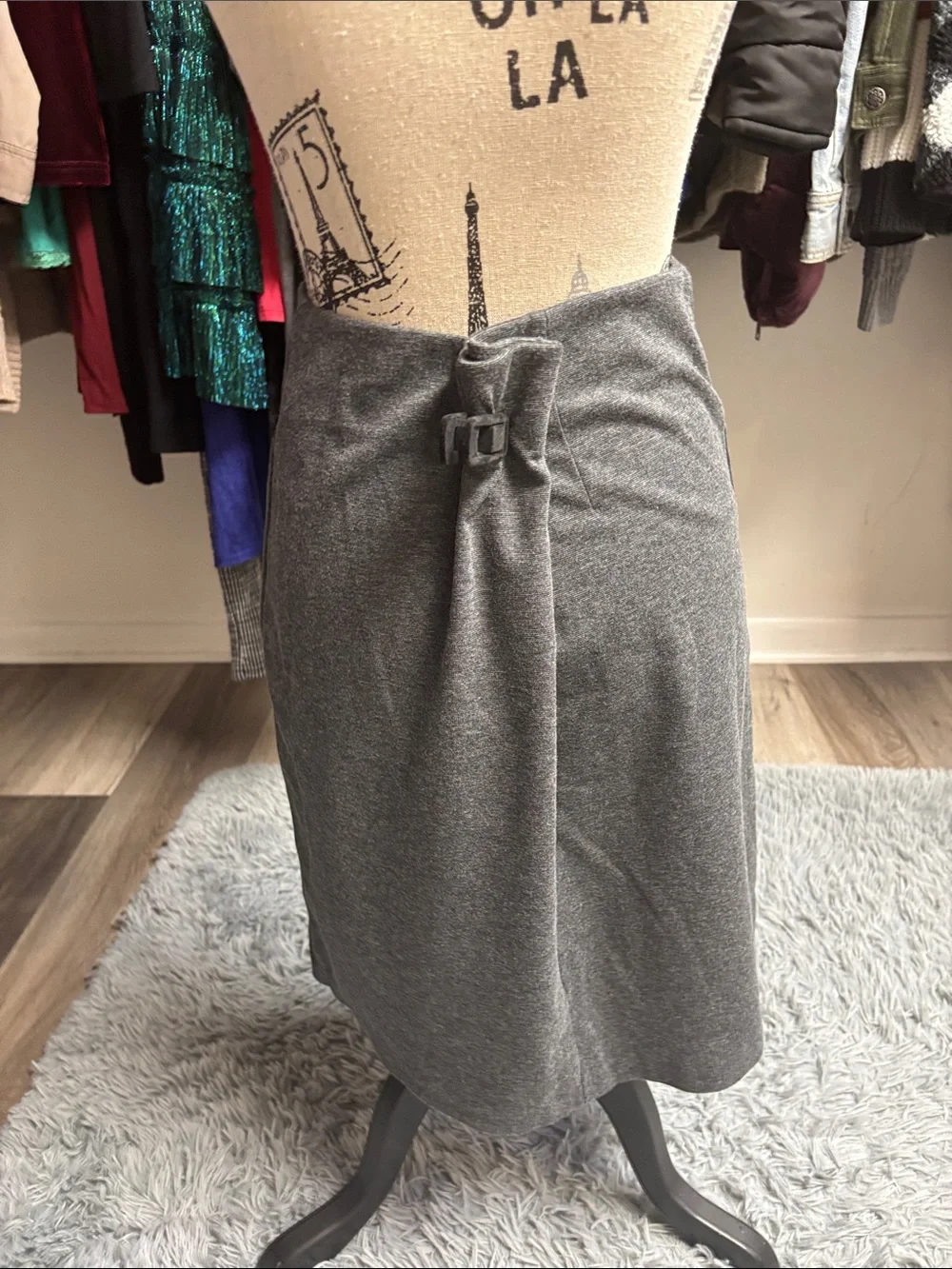 Dark Heather Gray Ponte-Knit Pencil Skirt